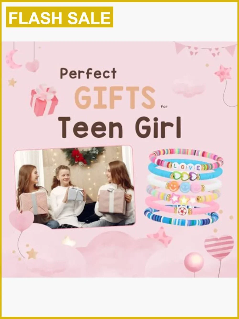 6 Clay Bead Friendship Bracelets for Teen Girls BFF Jewelry Set